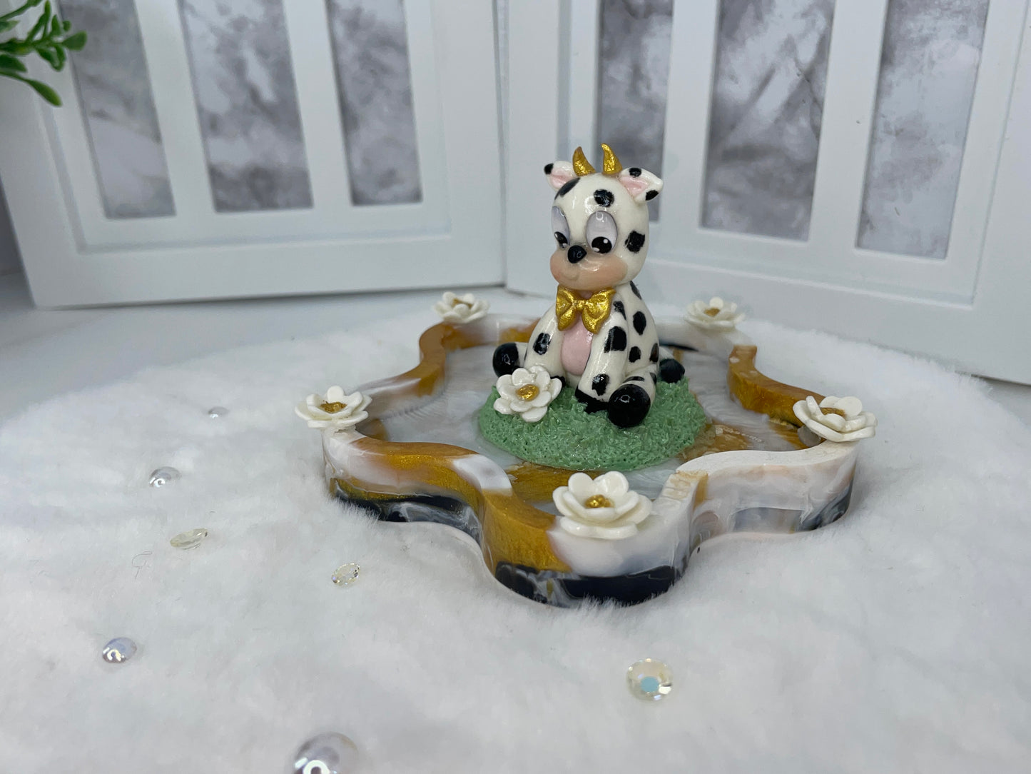 Cute Gold and White Trinket Dish