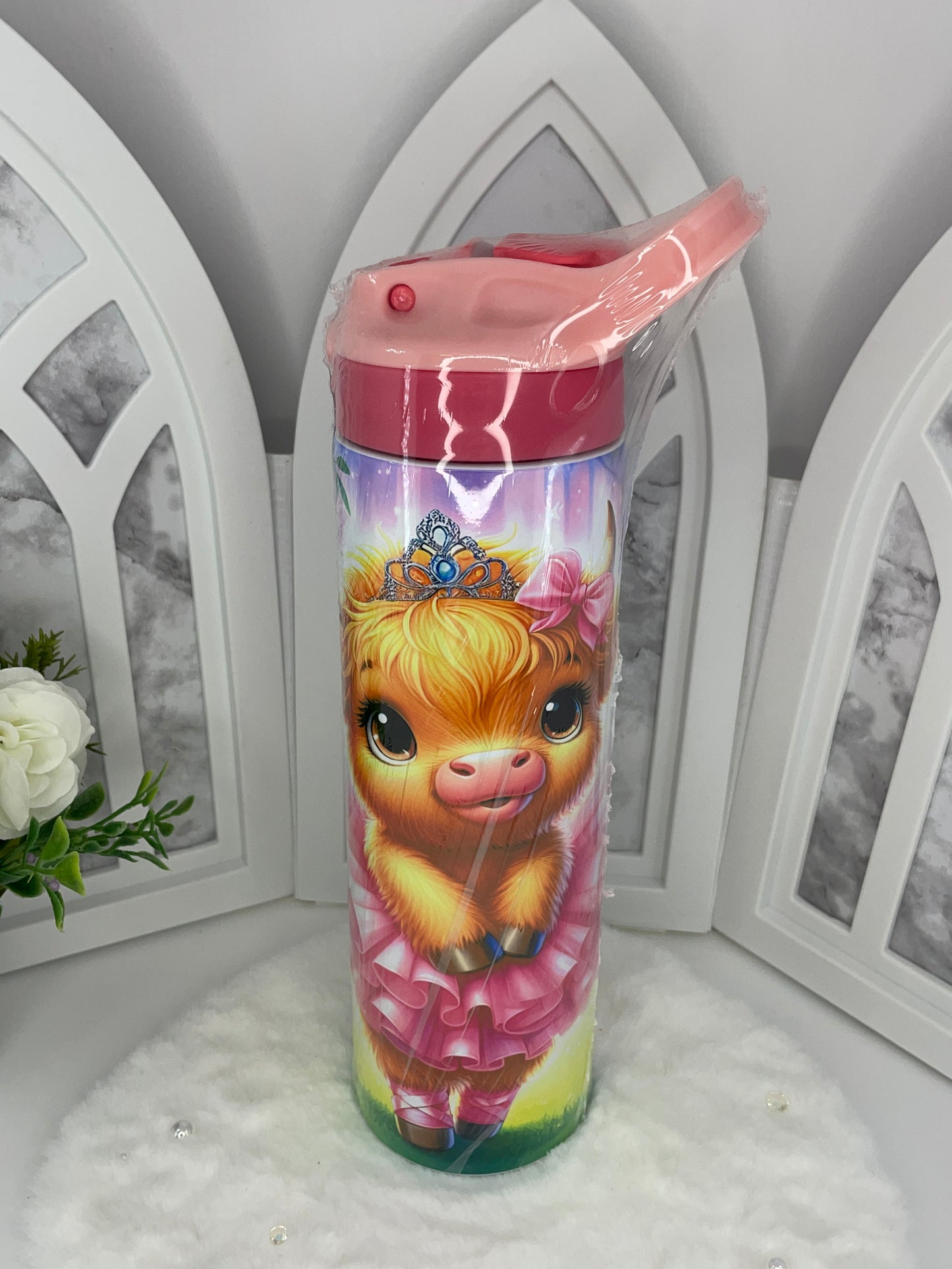 Ballerina Highland Cow Kids Tumbler