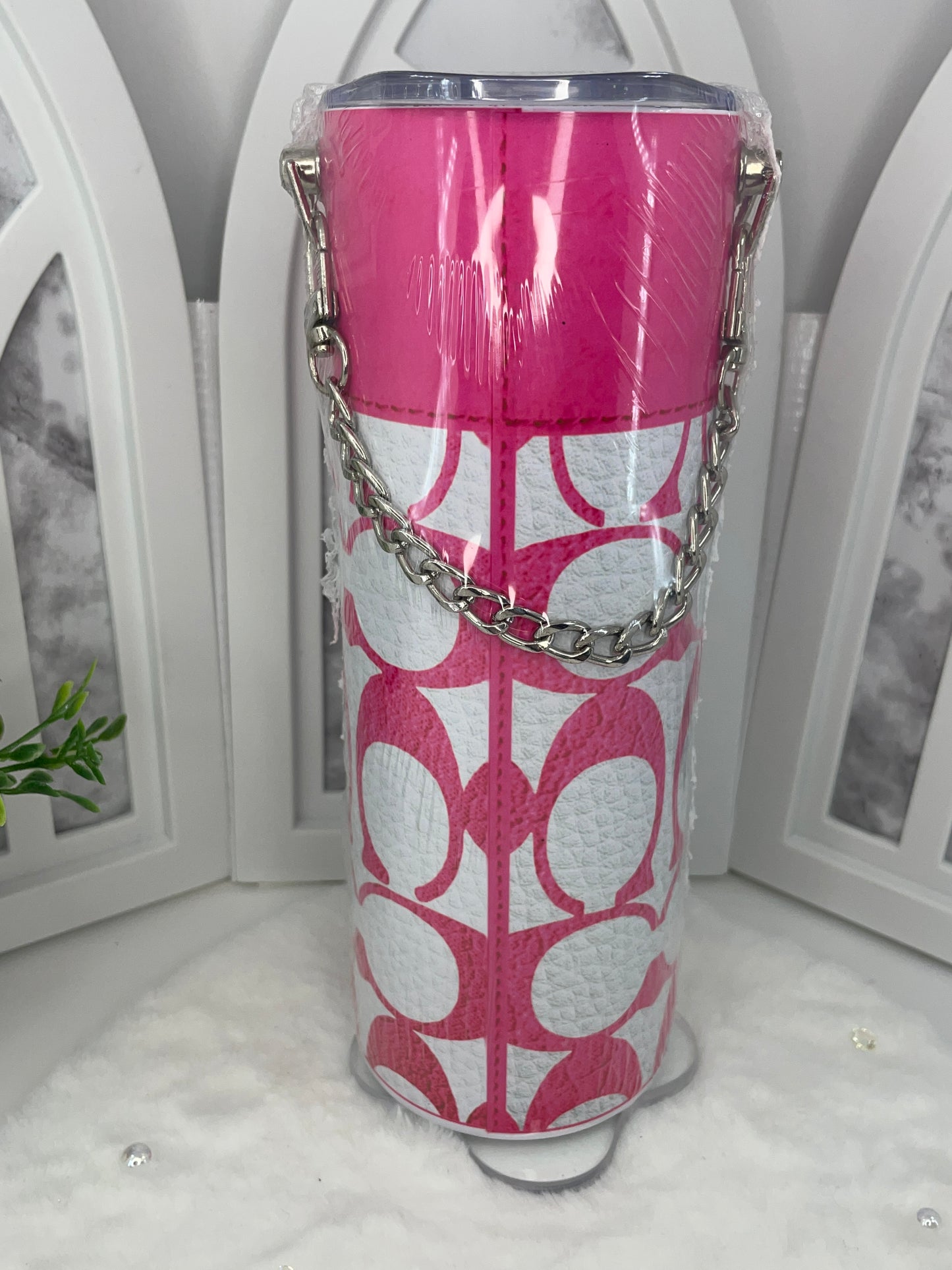 Pink Purse Tumbler with Chain Strap