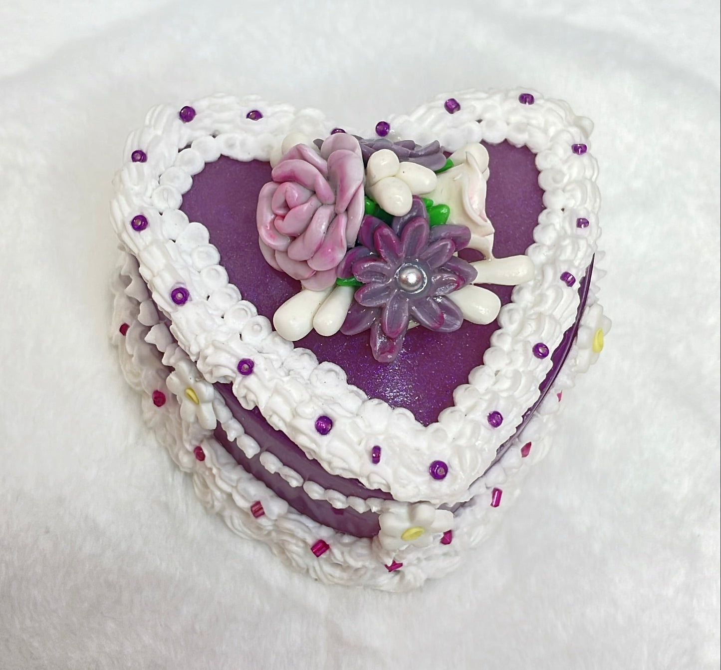 Lavender Heart shaped Trinket Box