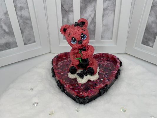 Pink and Black Love Teddy Trinket Dish