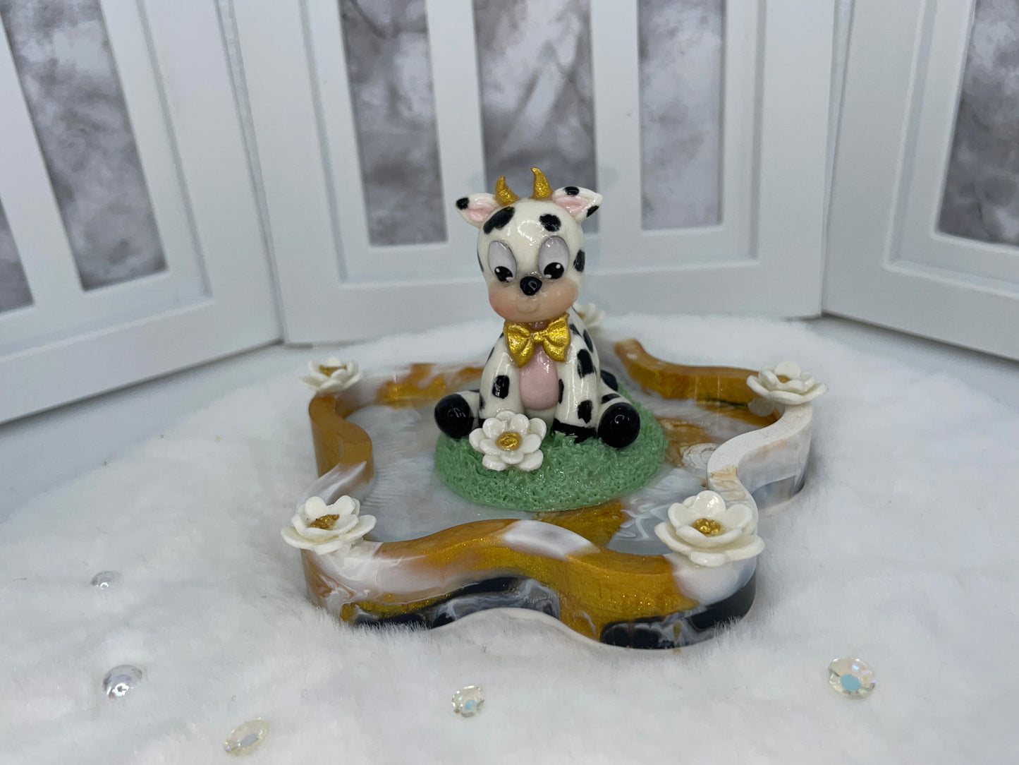 Cute Gold and White Trinket Dish