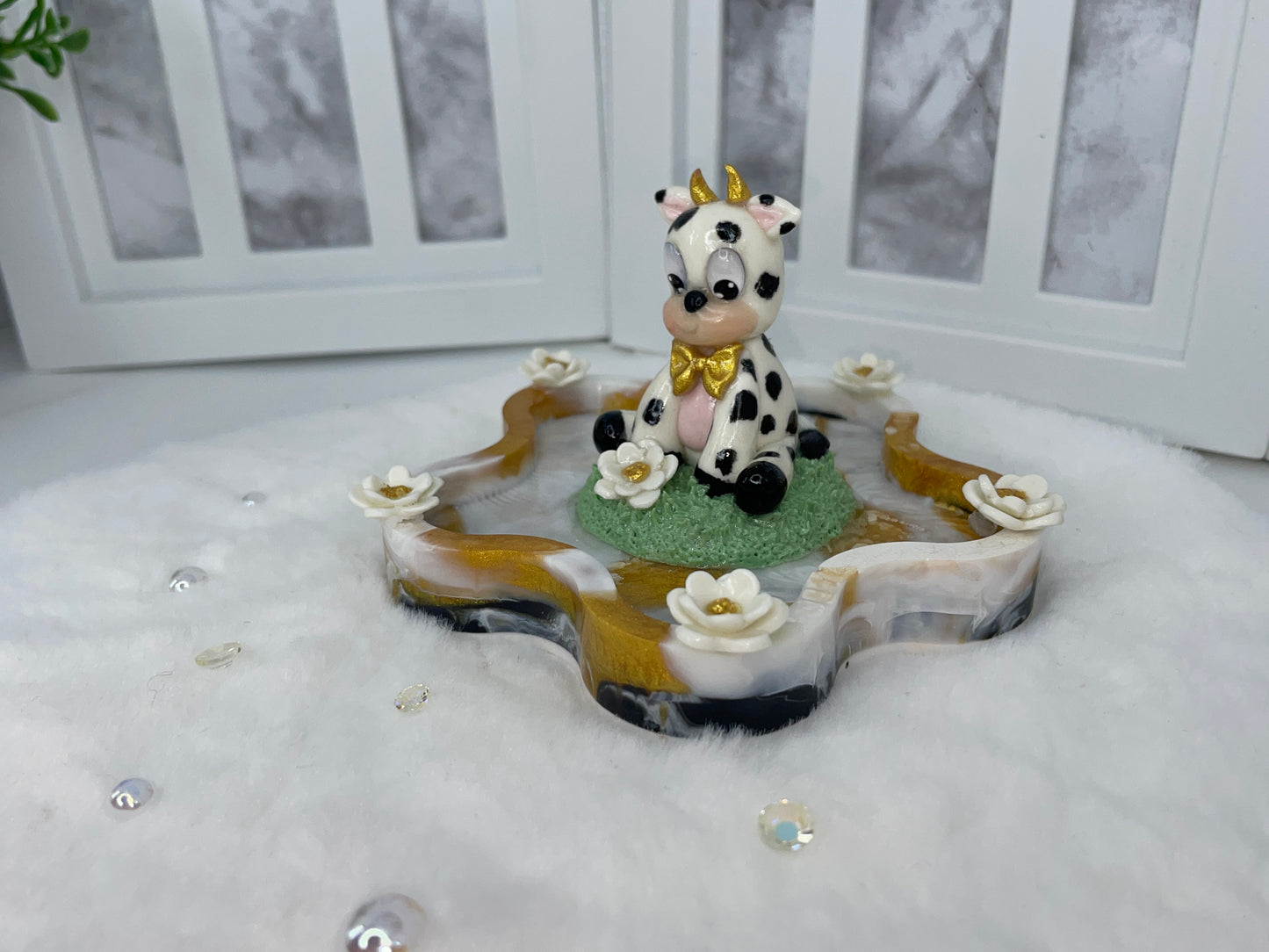 Cute Gold and White Trinket Dish