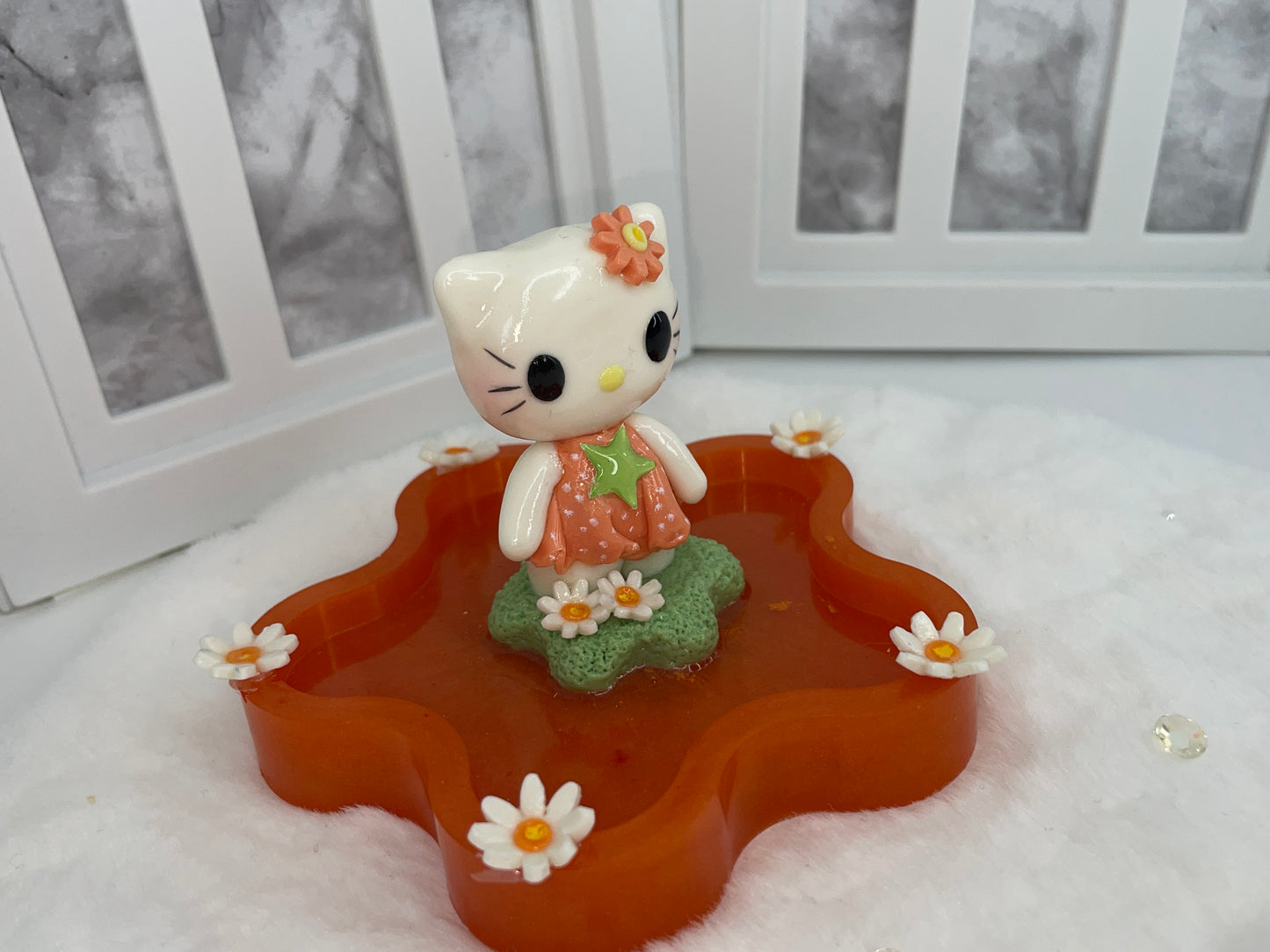 Amber Kitty Trinket Dish