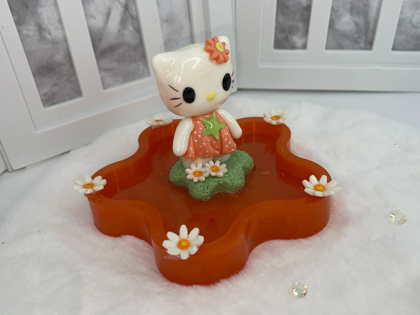 Amber Kitty Trinket Dish