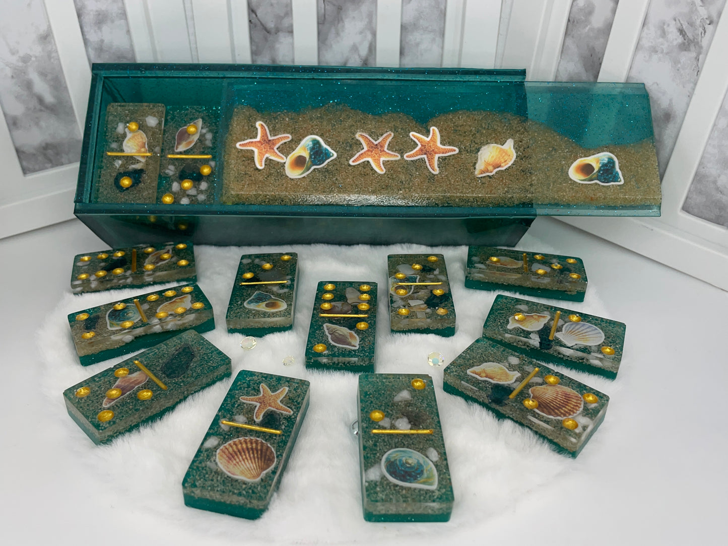 Beach Themed Dominoes Set with Box