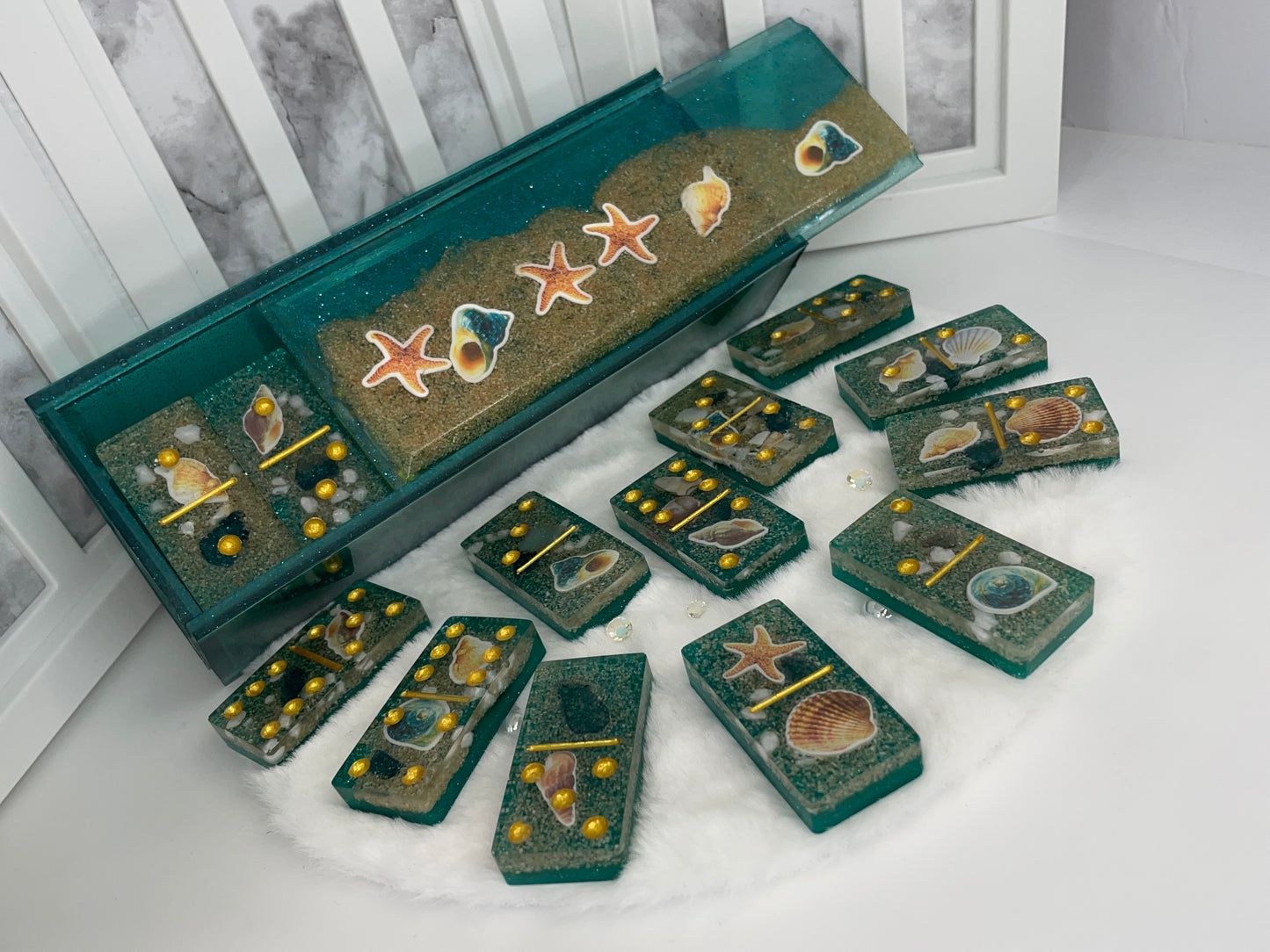 Beach Themed Dominoes Set with Box
