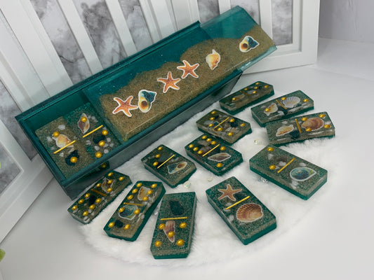 Beach Themed Dominoes Set with Box