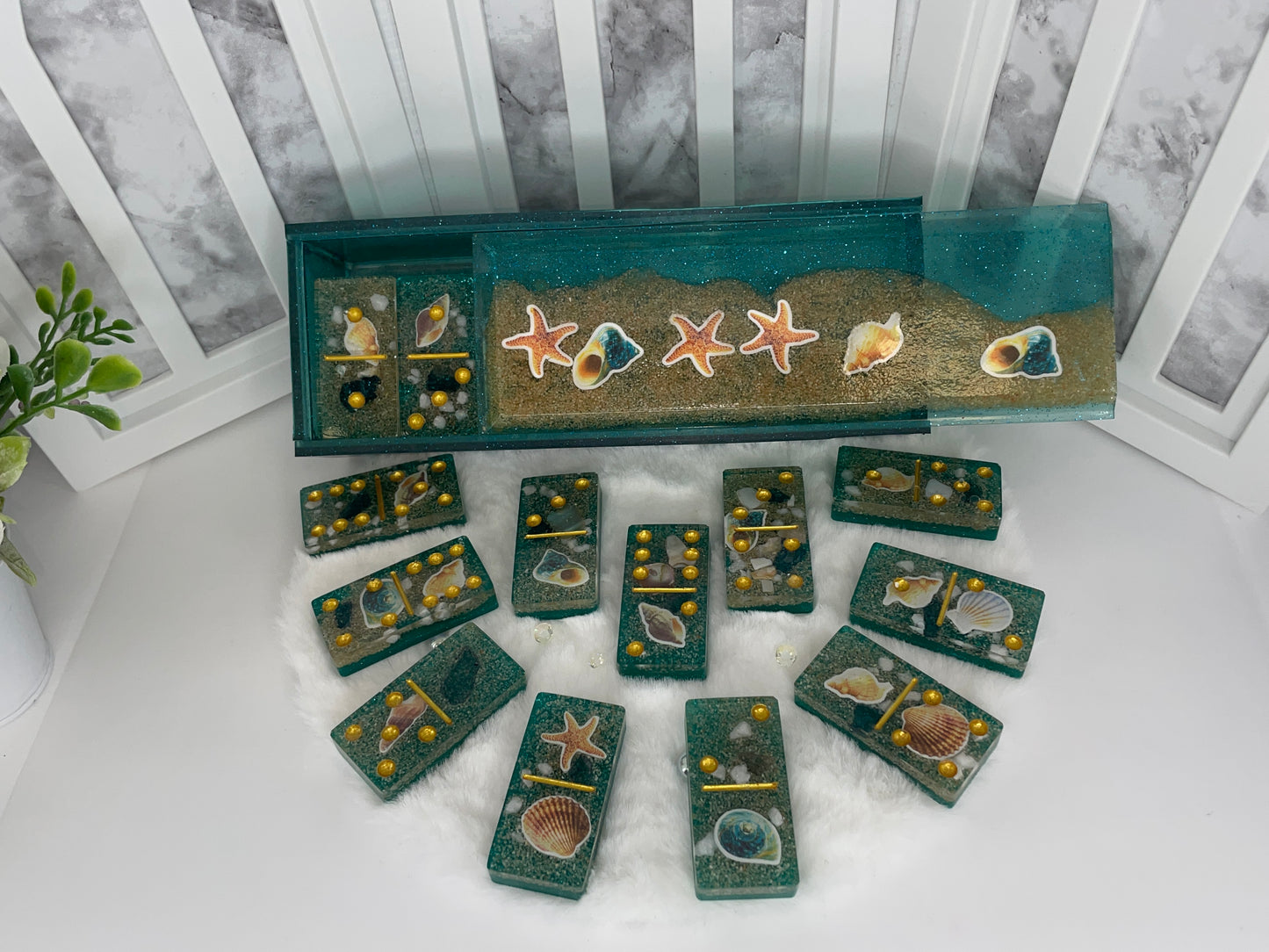 Beach Themed Dominoes Set with Box