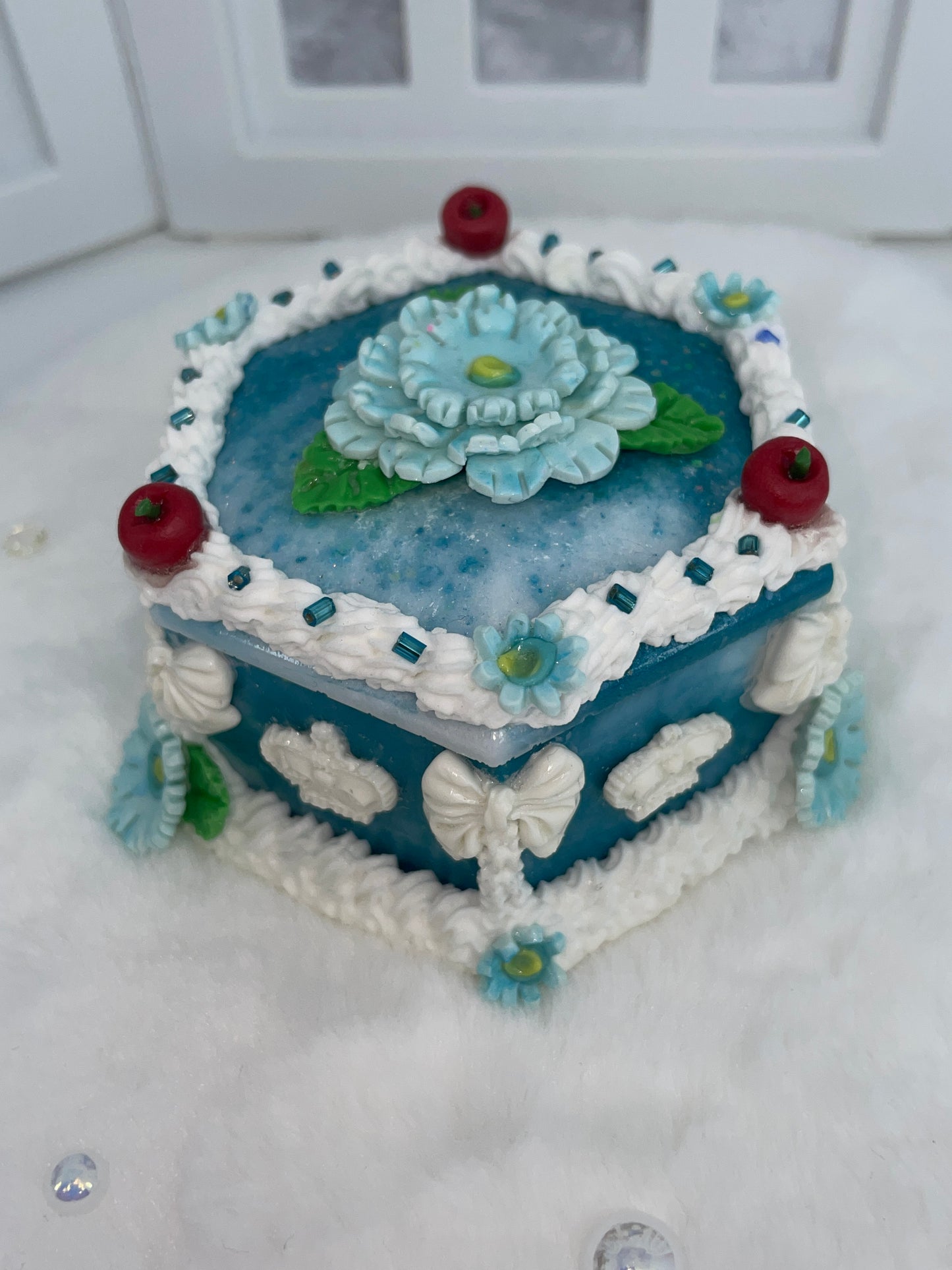 Teal Floral Cake Box