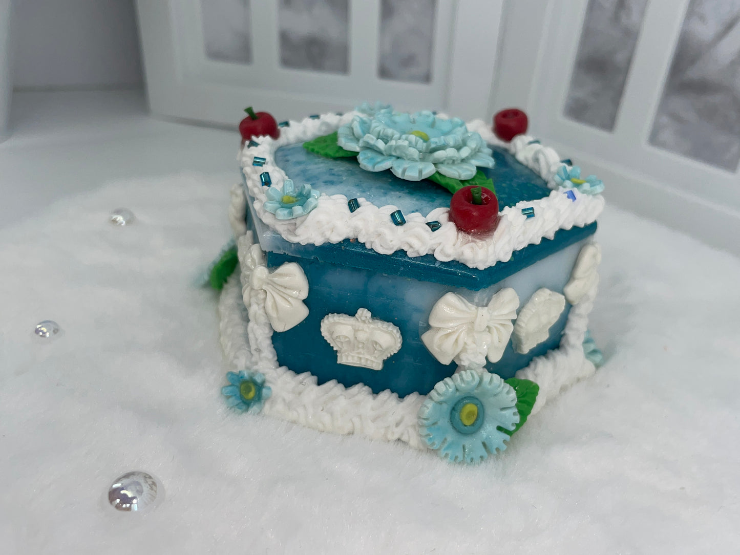 Teal Floral Cake Box