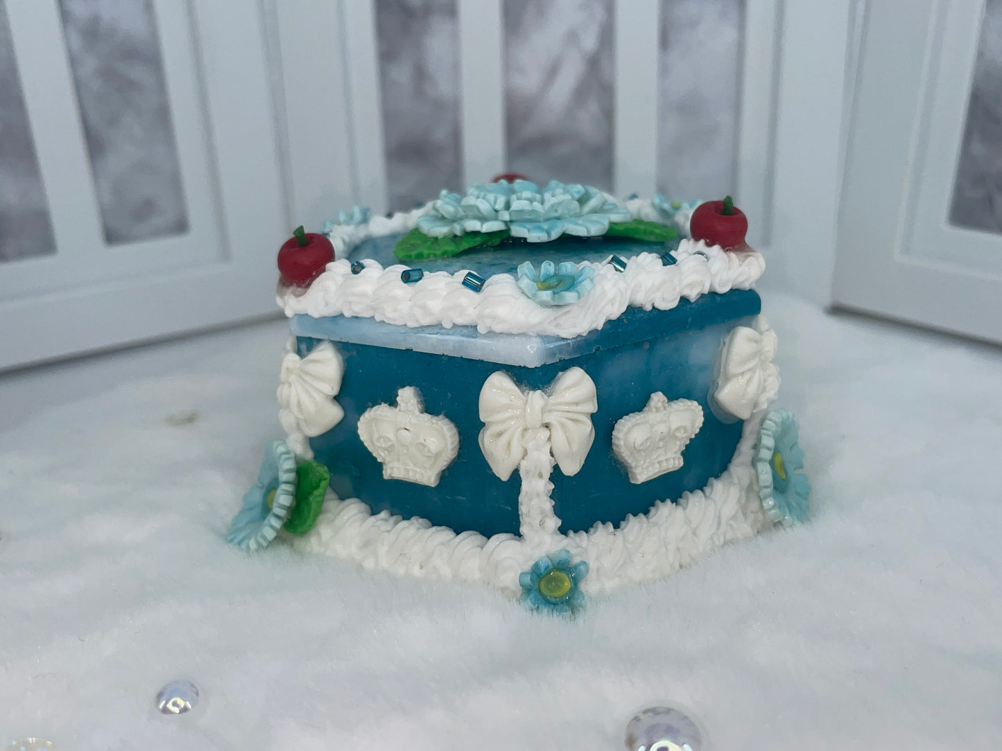 Teal Floral Cake Box