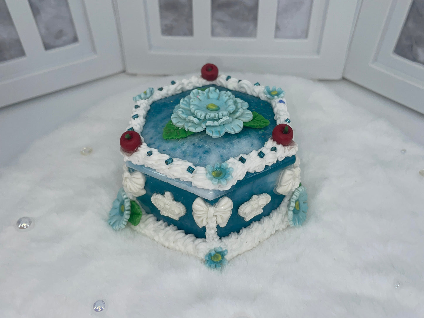 Teal Floral Cake Box