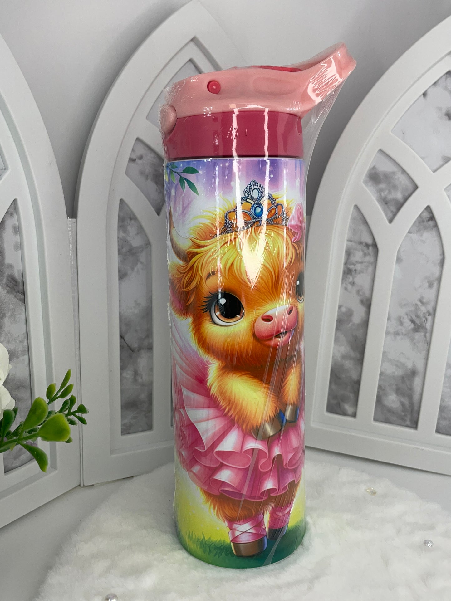 Ballerina Highland Cow Kids Tumbler