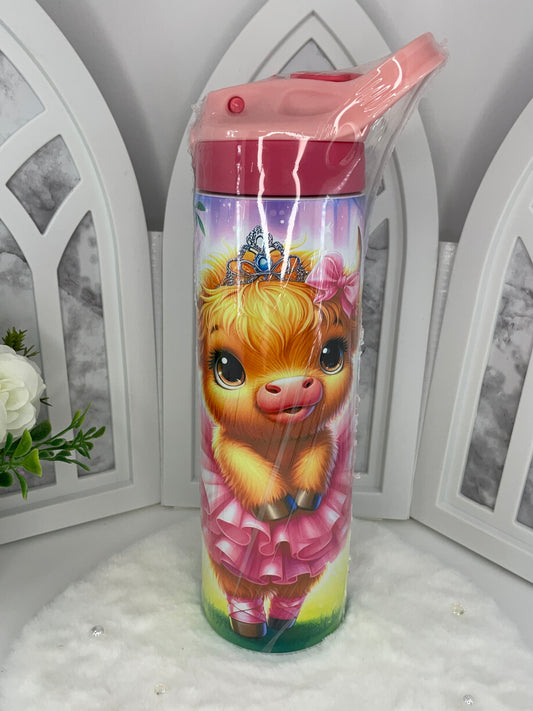 Ballerina Highland Cow Kids Tumbler