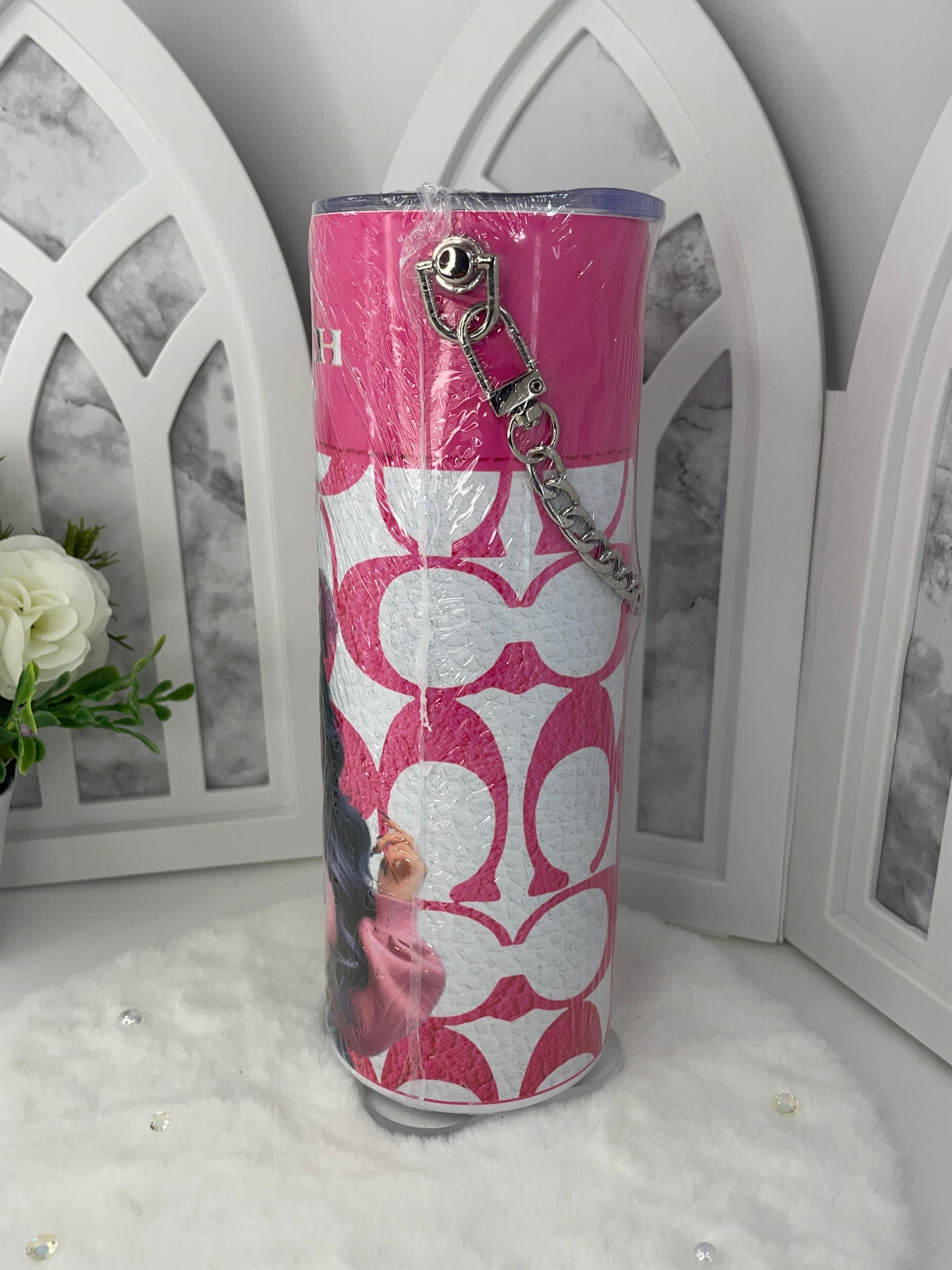 Pink Purse Tumbler with Chain Strap