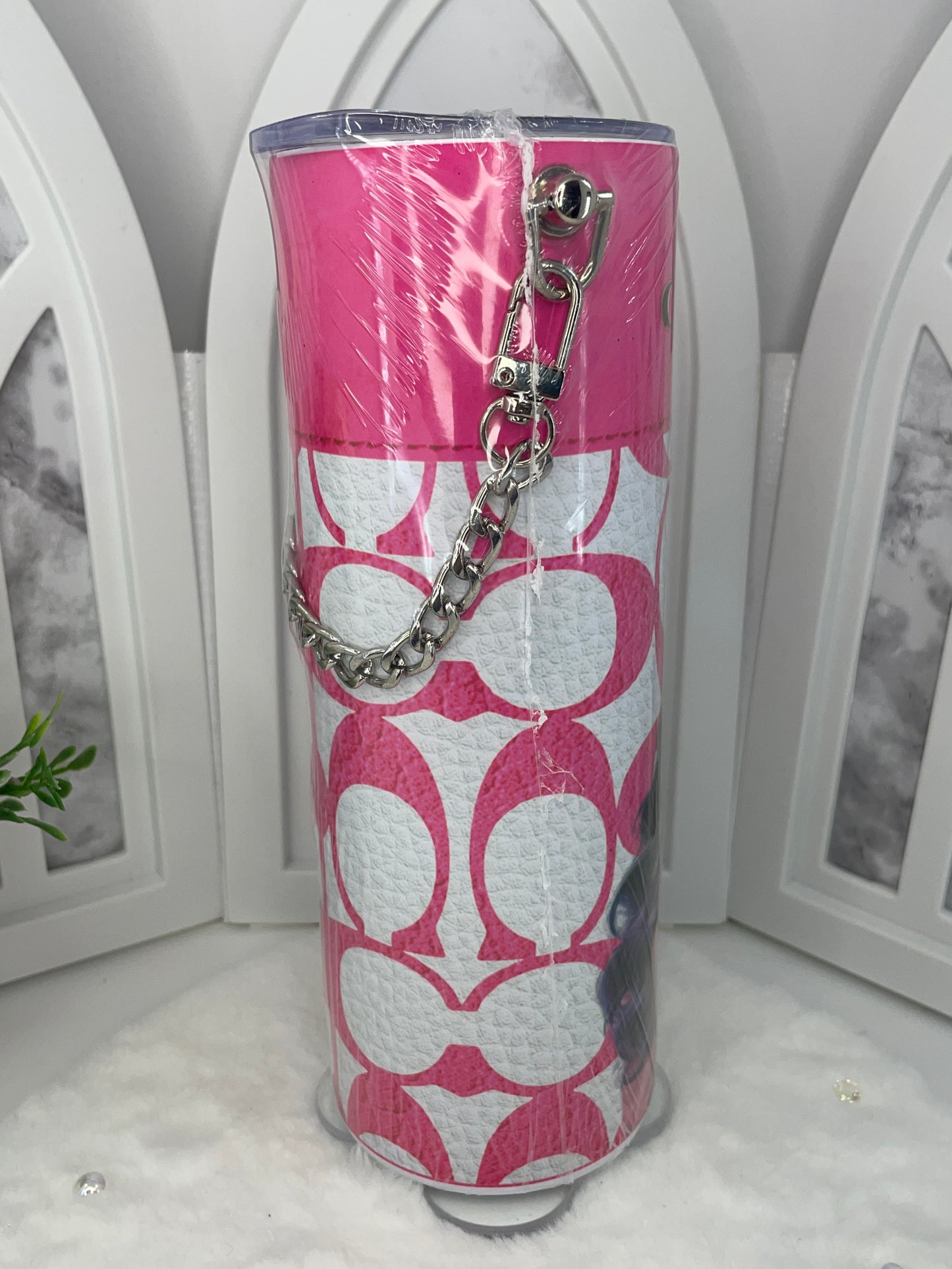 Pink Purse Tumbler with Chain Strap