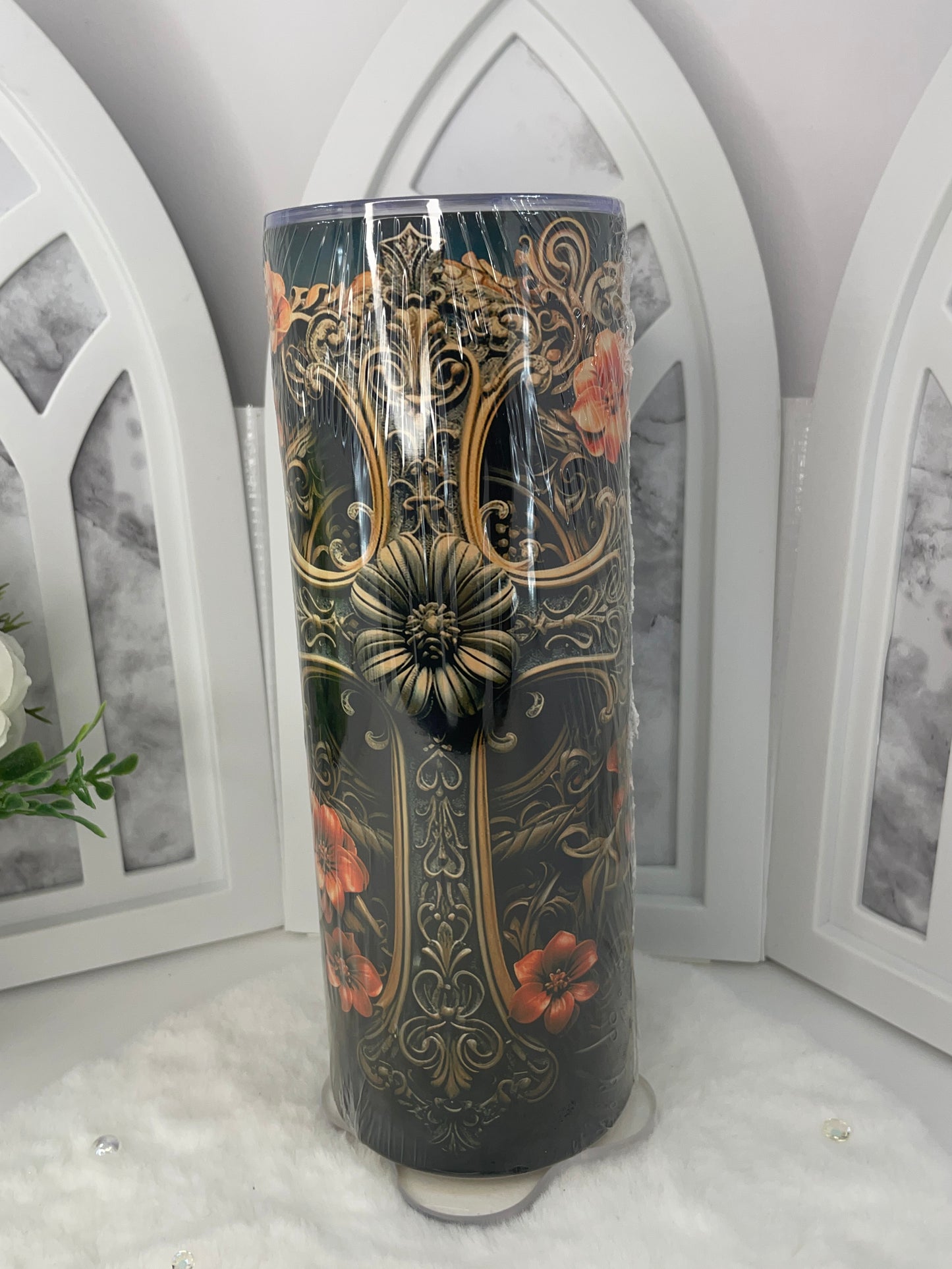 Gold Cross Sublimated Tumbler