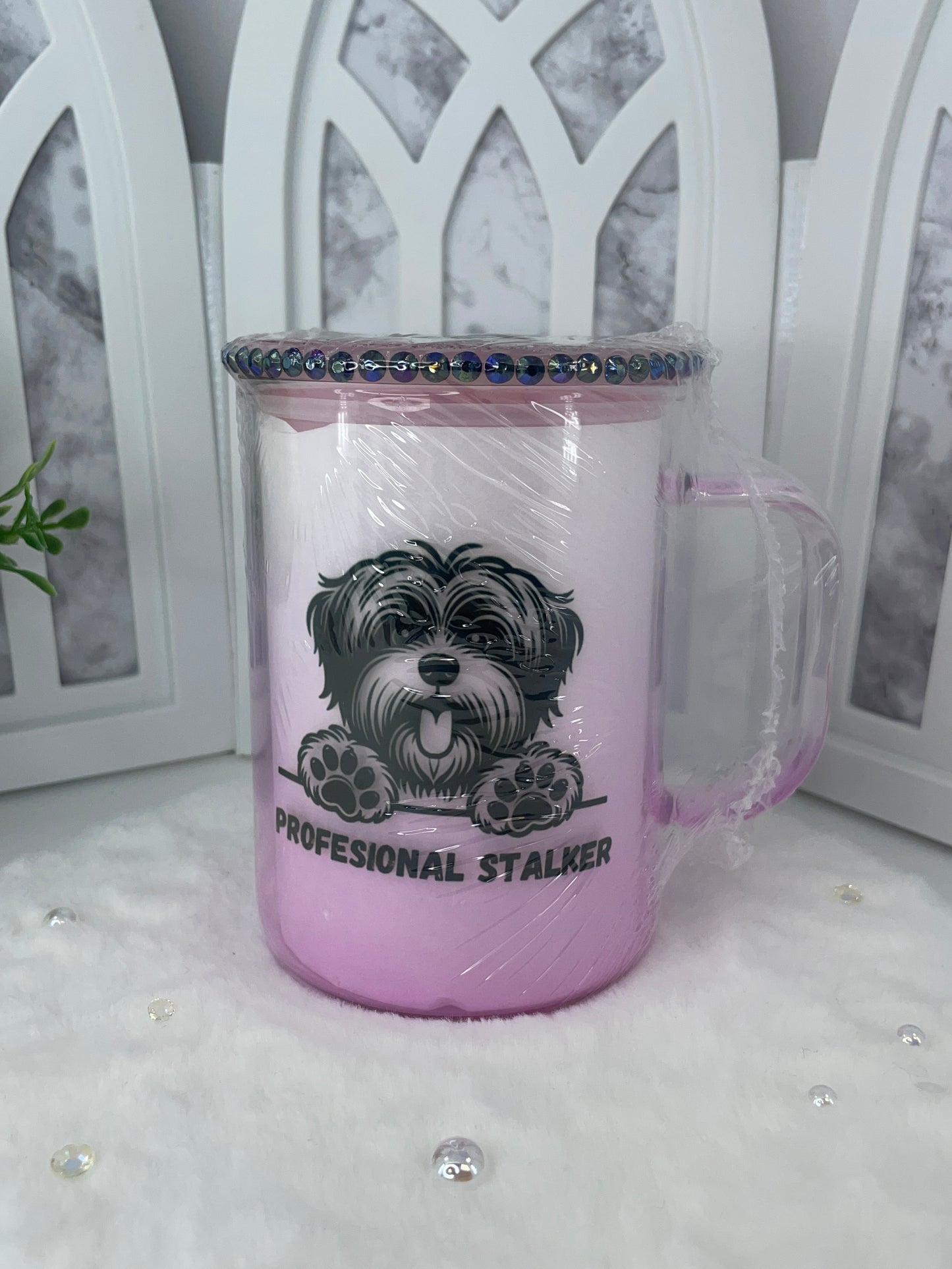 Puppy Glass Mug with Decorative Lid