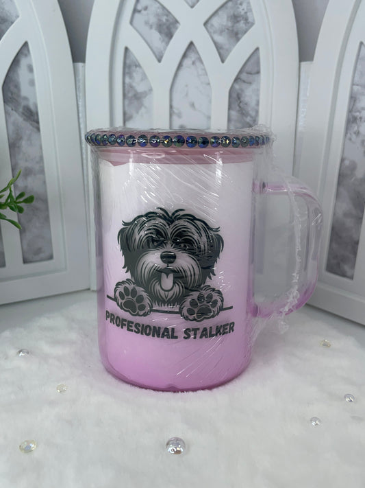 Puppy Glass Mug with Decorative Lid