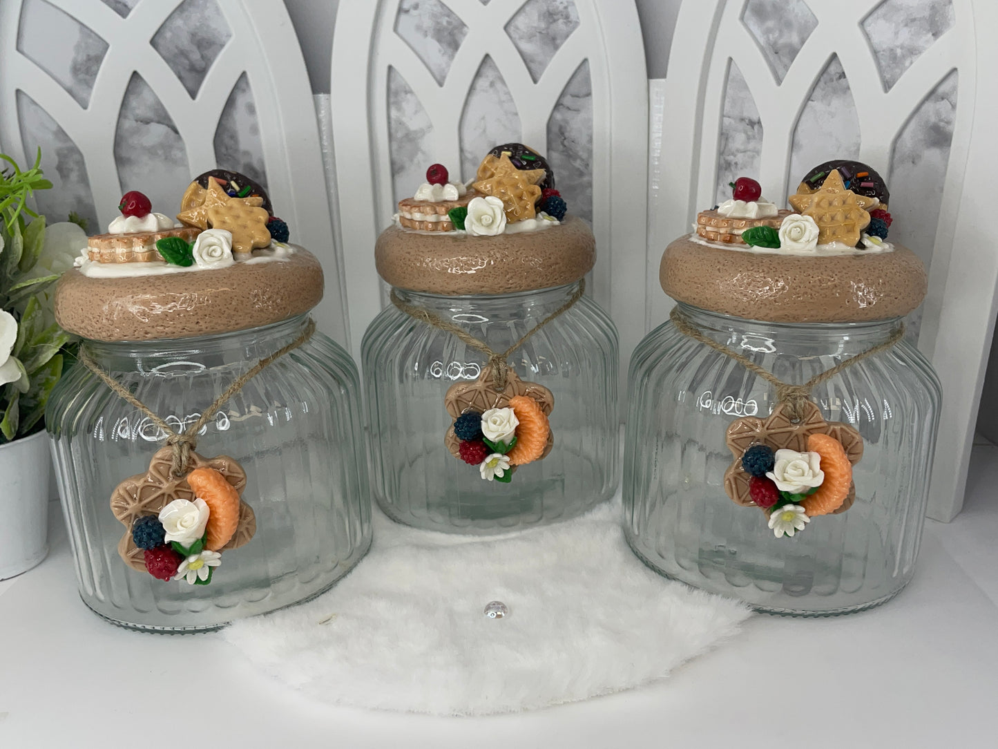 Three Piece Storage Jars with Cold Porcelain Lids