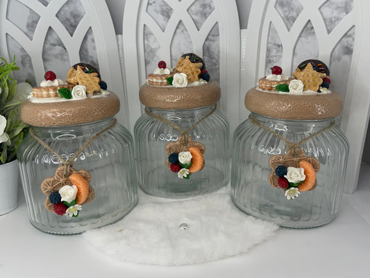 Three Piece Storage Jars with Cold Porcelain Lids