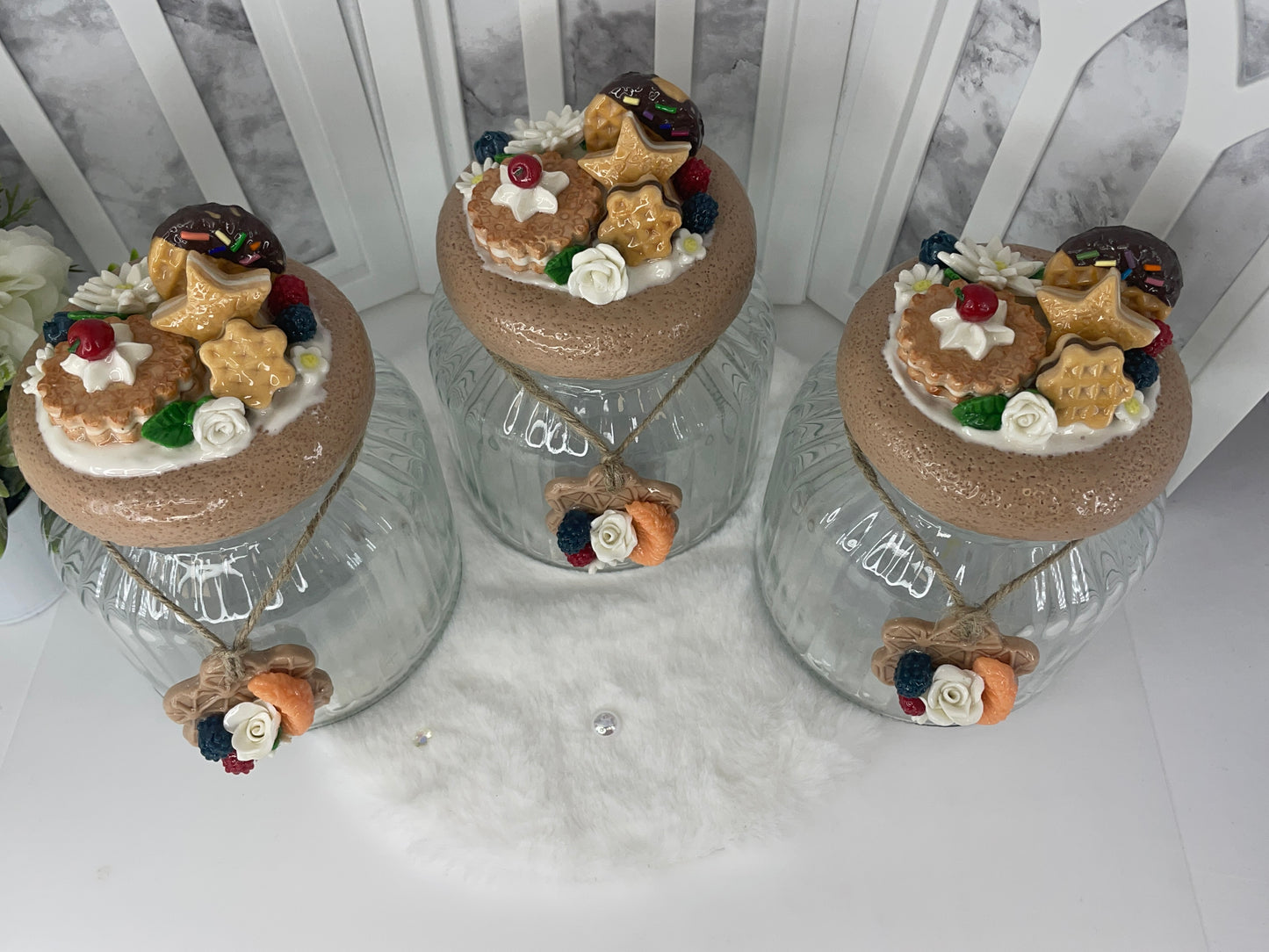 Three Piece Storage Jars with Cold Porcelain Lids