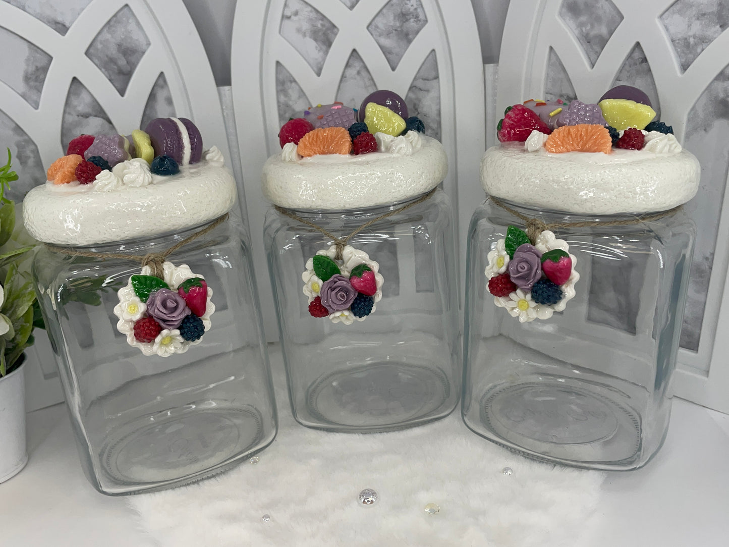 Three Piece Storage Jars with Cold Porcelain Lids