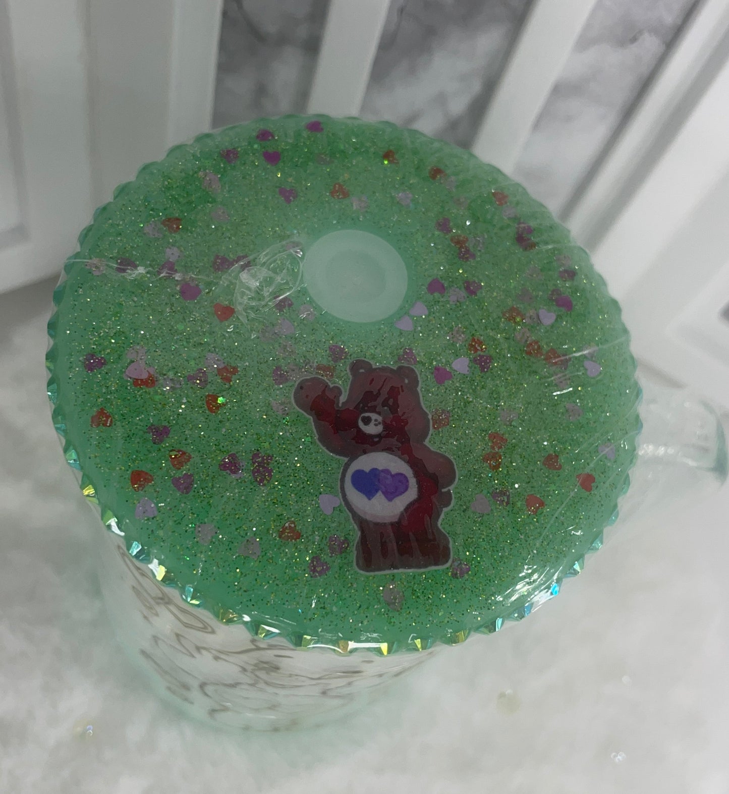 Tenderheart Bear Mug with Decorated lid