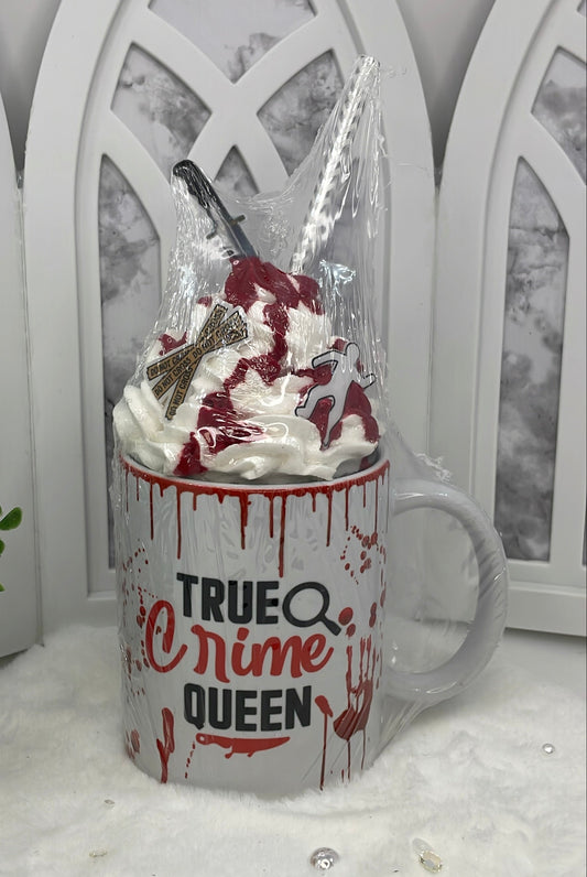 True Crime Themed Mug with Faux Whipped Cream