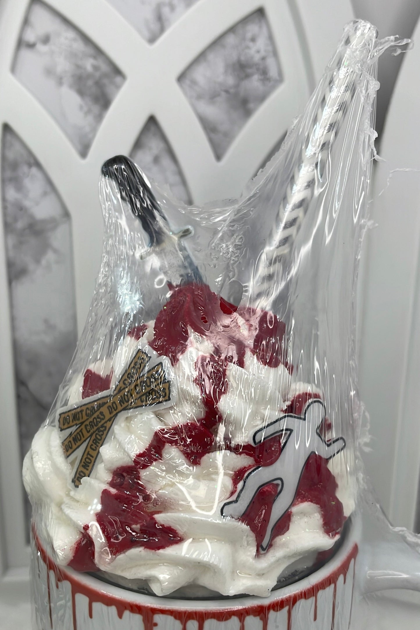 True Crime Themed Mug with Faux Whipped Cream