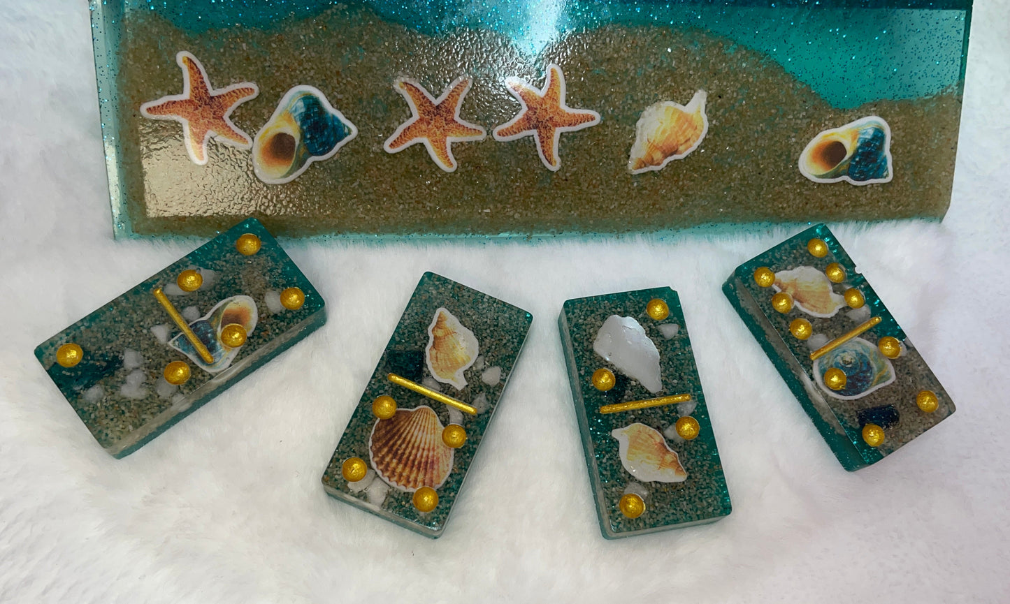 Teal Color Sea Themed dominoes