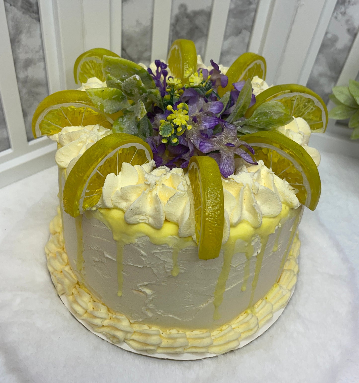 Lemon Cake with Lavender trim