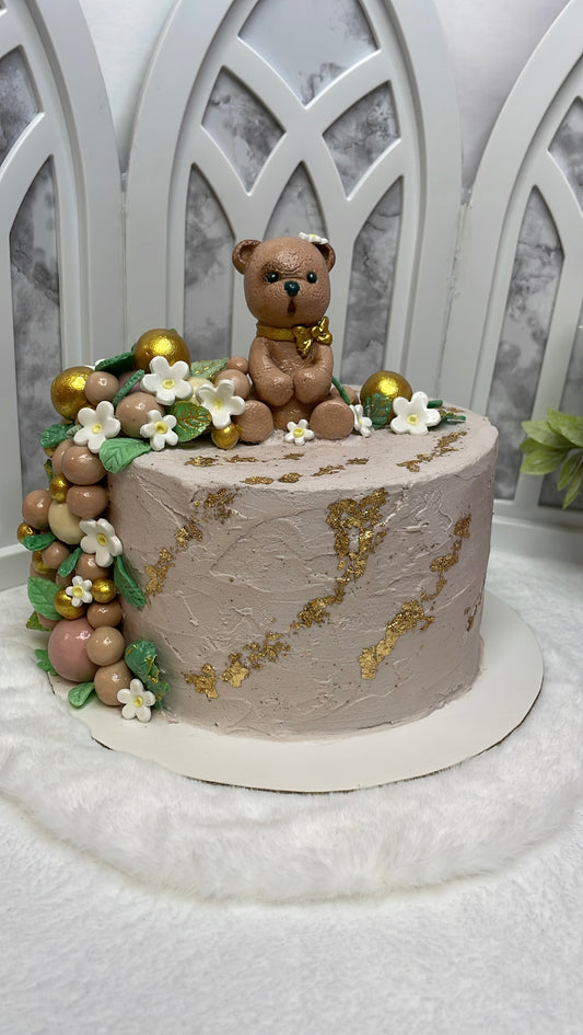 Neutral Light Chocolate Cake with gold trim