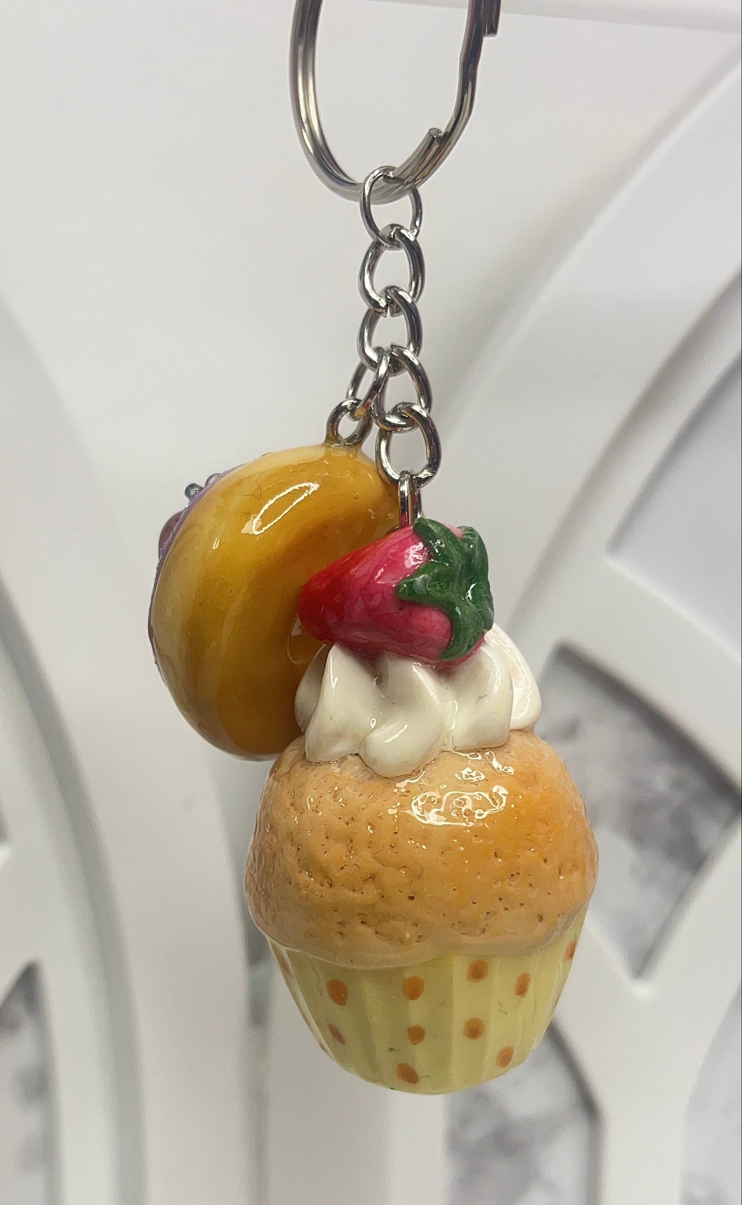 Cupcake With Donut  Keychain