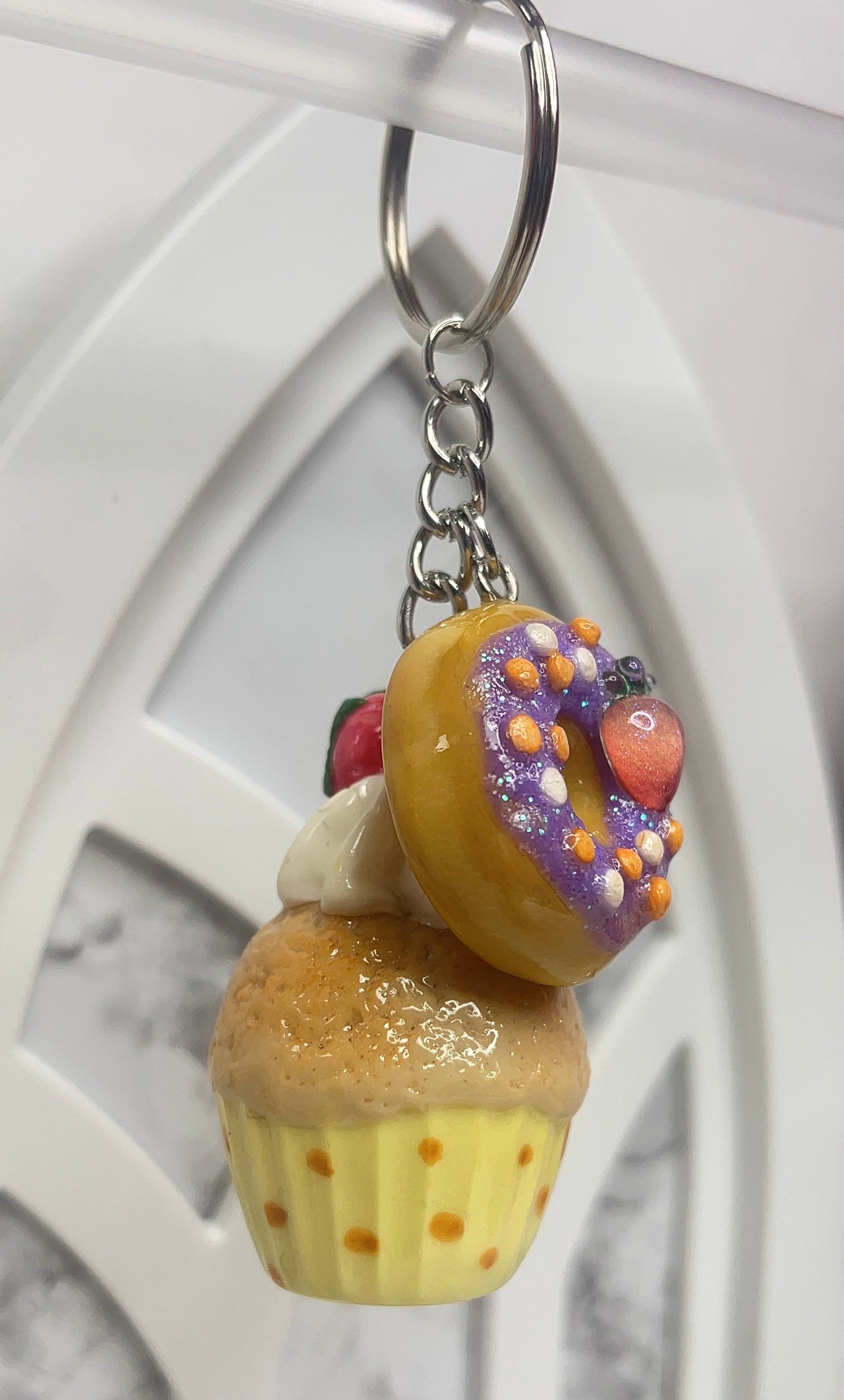 Cupcake With Donut  Keychain