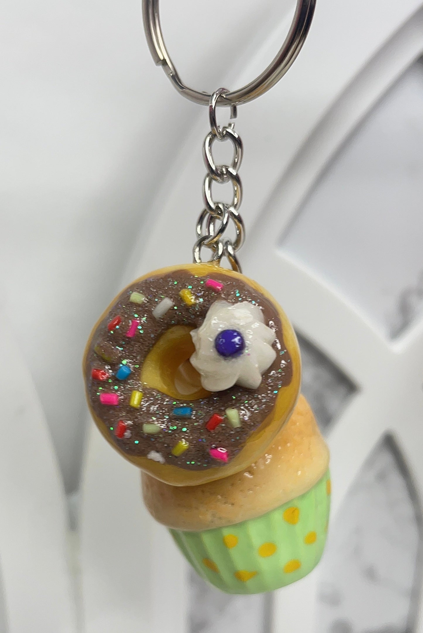 Cupcake With Donut  Keychain