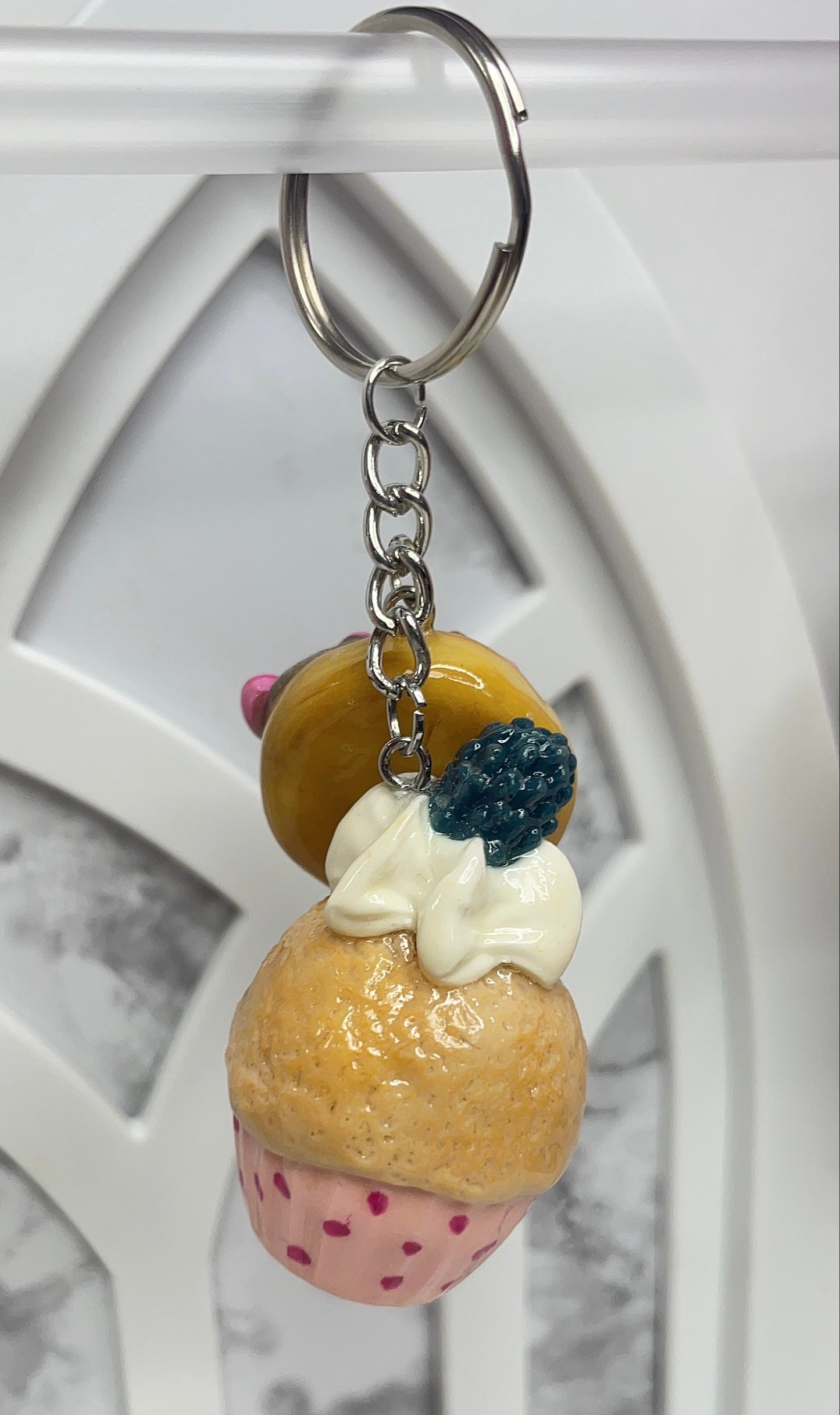 Cupcake With Donut  Keychain