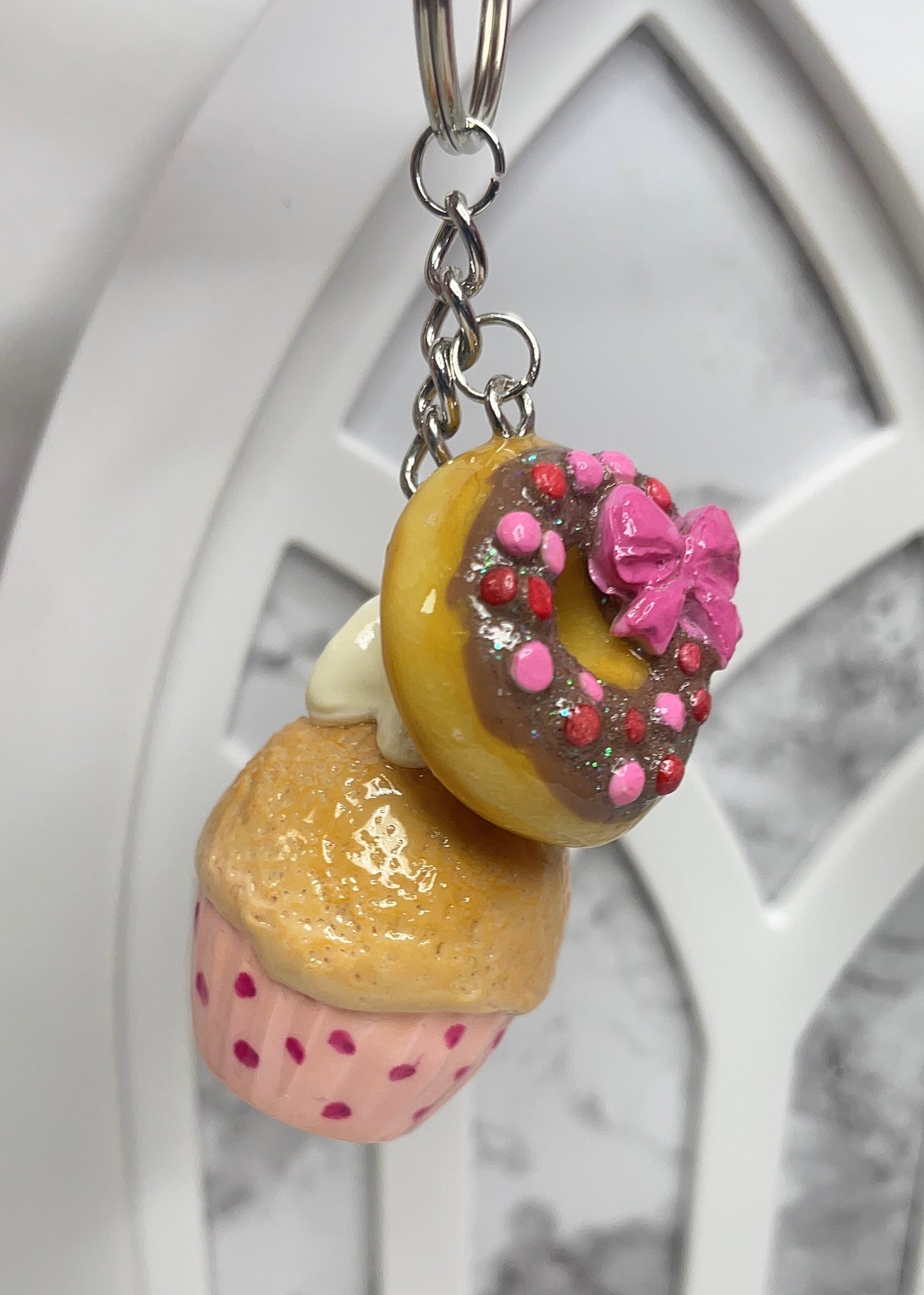 Cupcake With Donut  Keychain