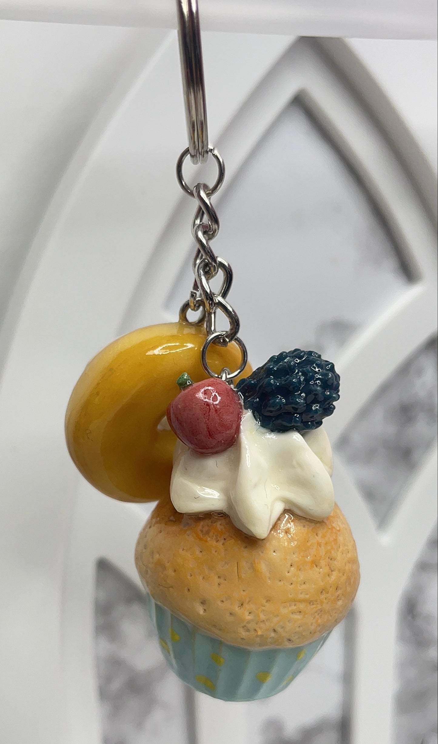 Cupcake With Donut  Keychain