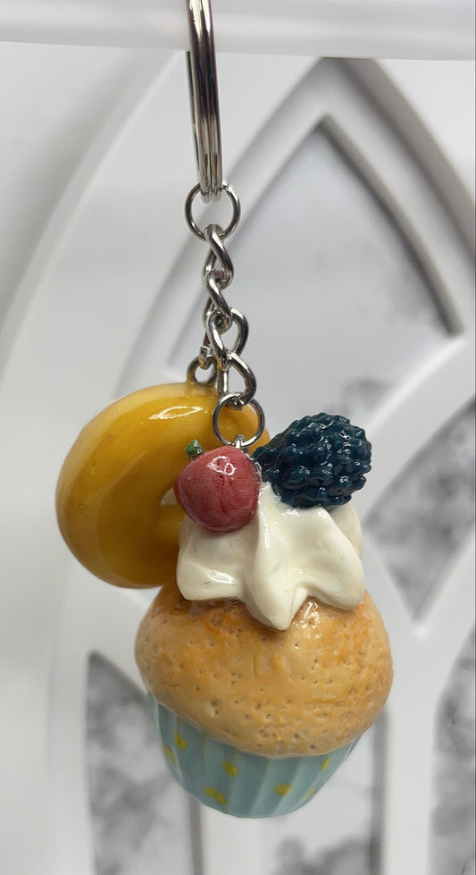 Cupcake With Donut  Keychain