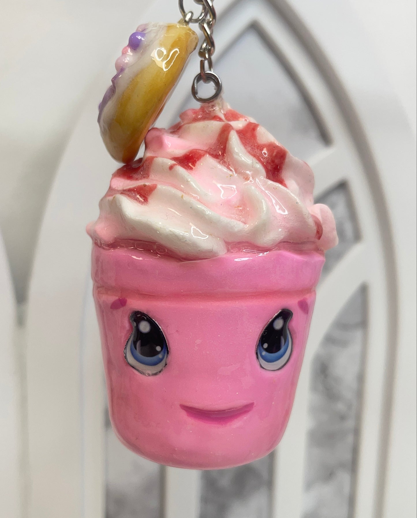 Strawberry Kawaii Coffee Keychain