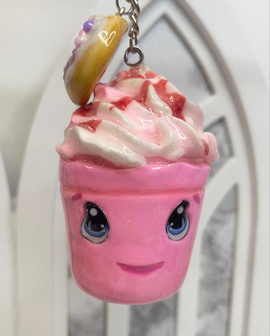 Strawberry Kawaii Coffee Keychain