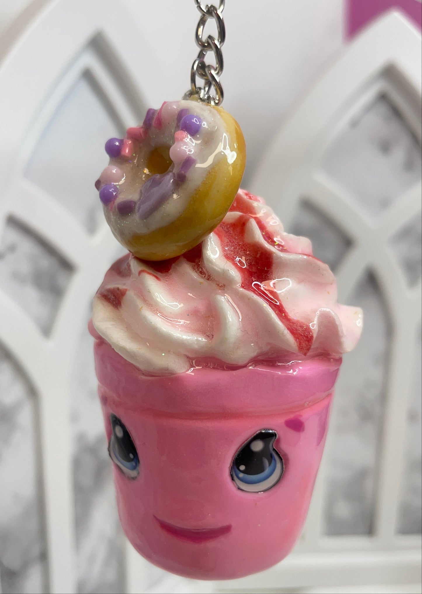 Strawberry Kawaii Coffee Keychain