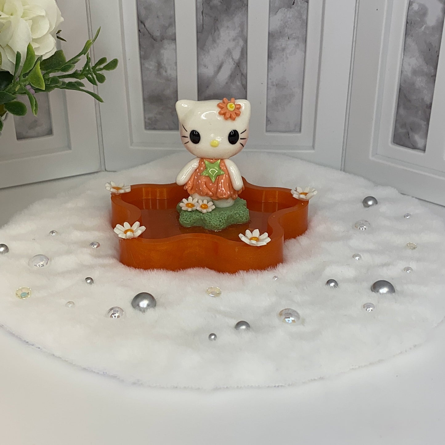 Amber Kitty Trinket Dish
