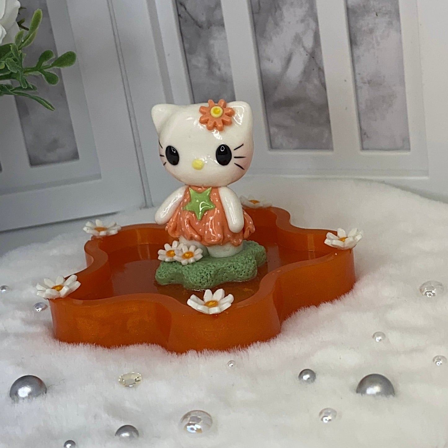 Amber Kitty Trinket Dish