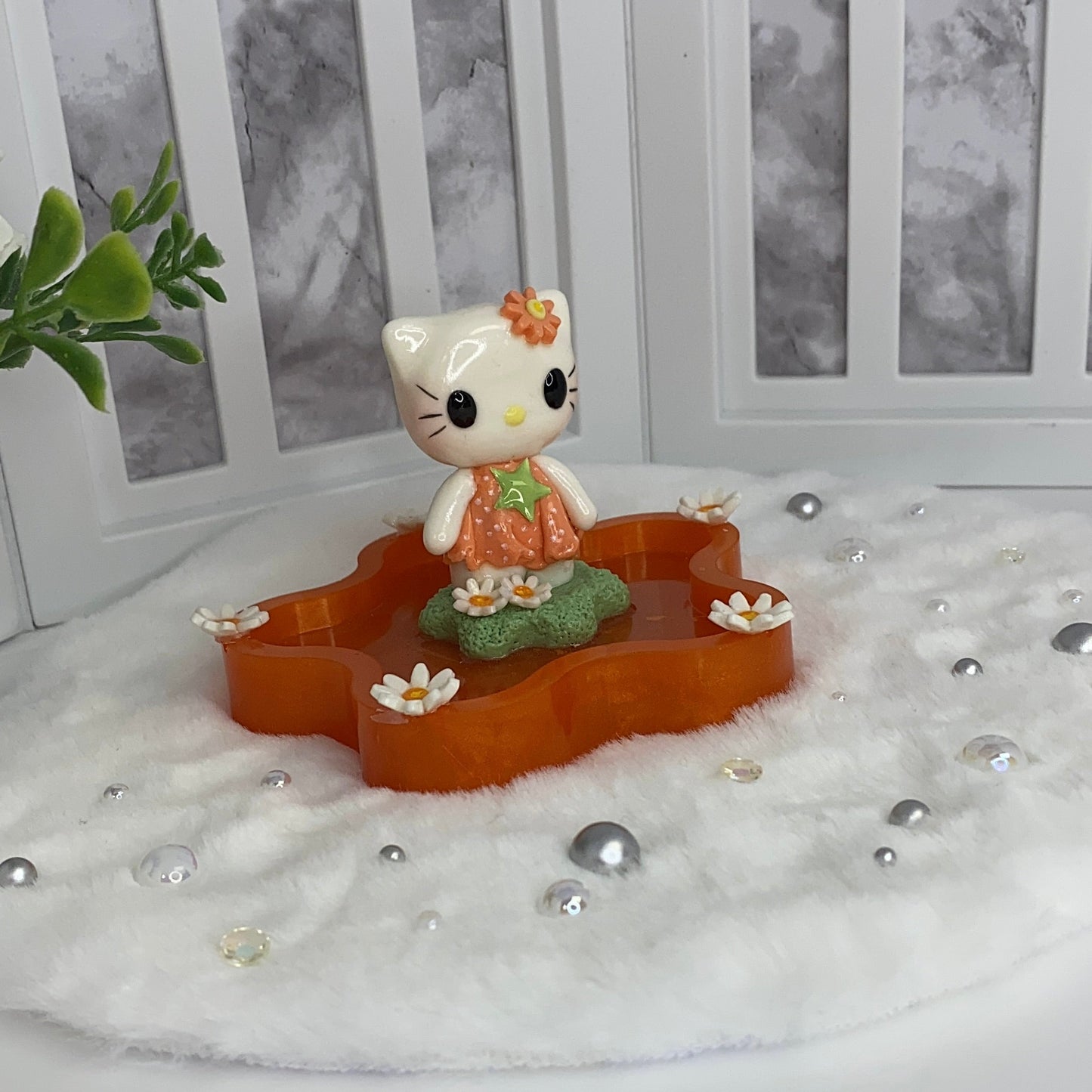 Amber Kitty Trinket Dish