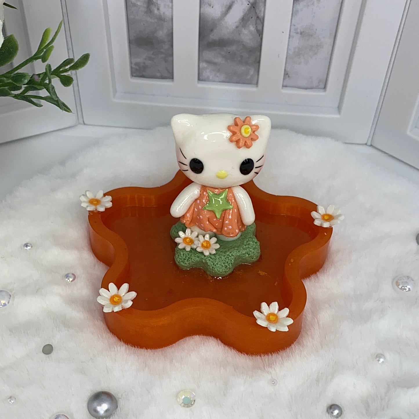 Amber Kitty Trinket Dish