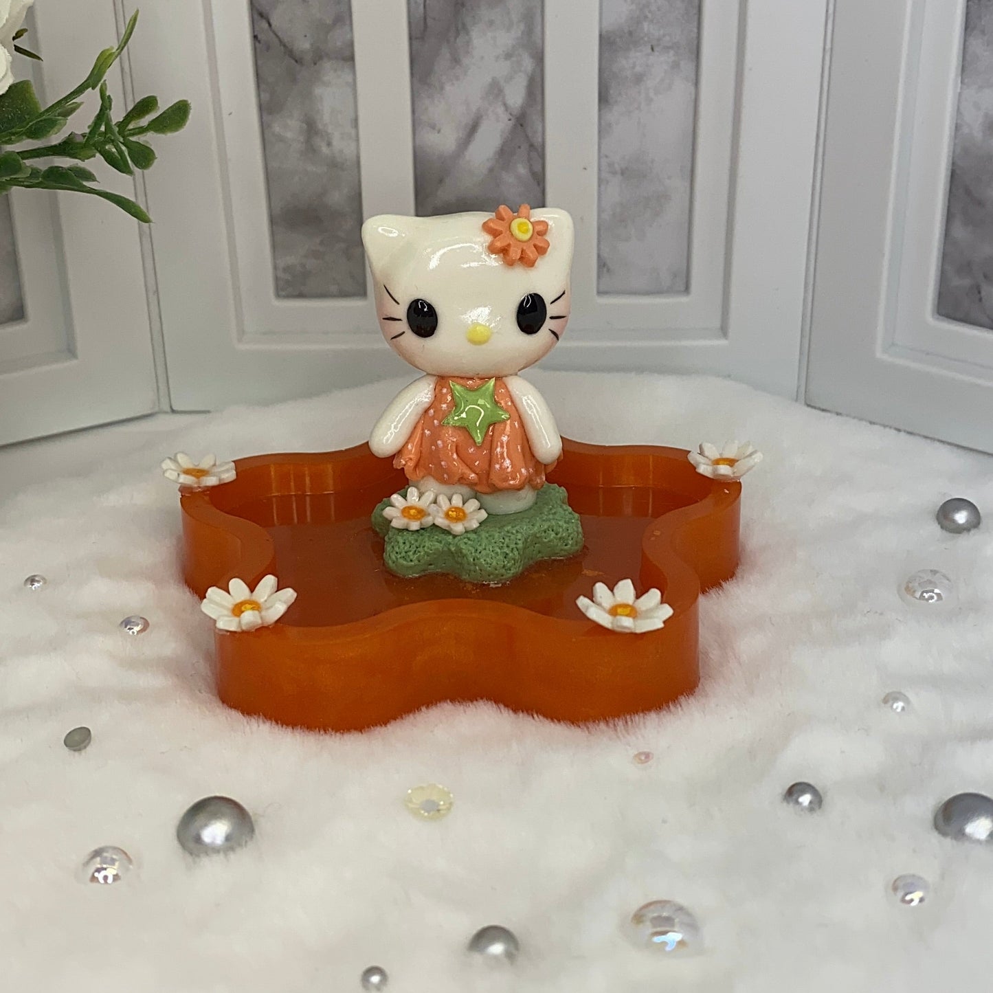Amber Kitty Trinket Dish