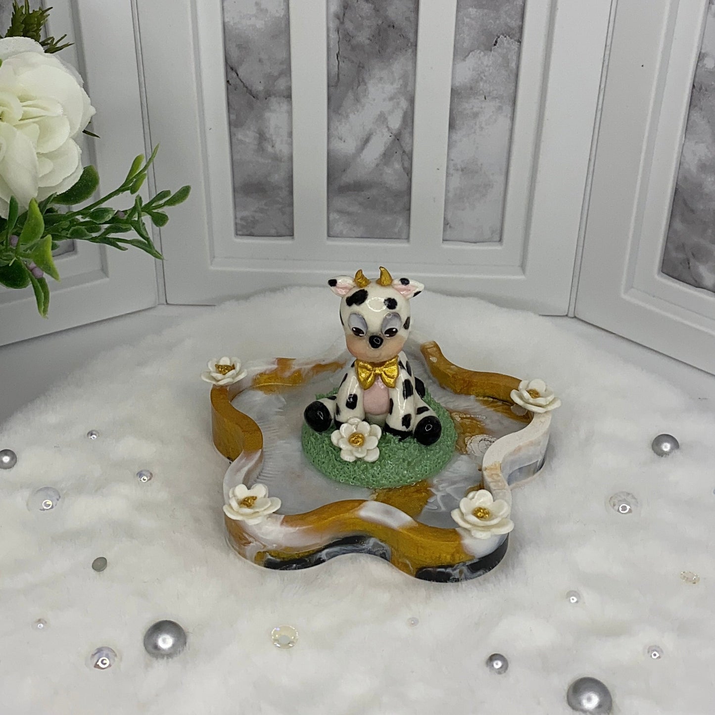 Cute Gold and White Trinket Dish